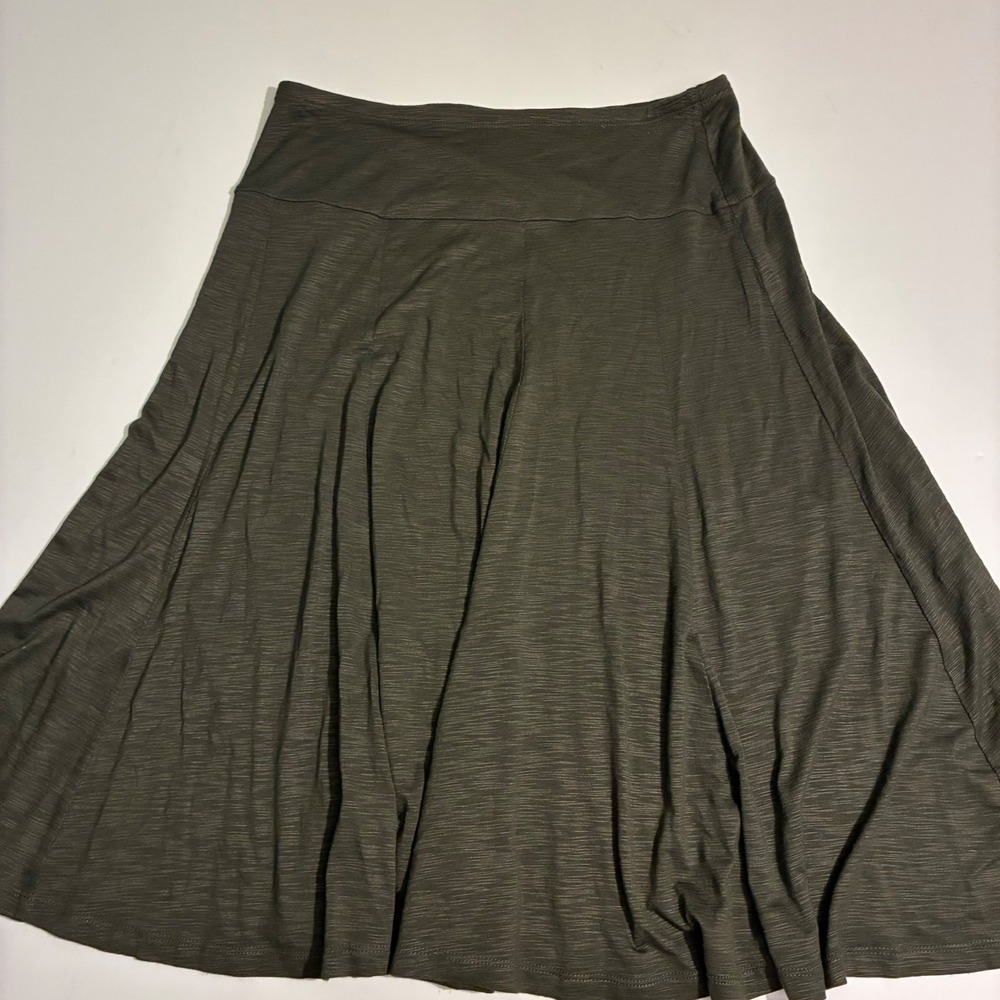 Coldwater Creek Womens Small 8 Olive Green A-Line Midi Skirt Stretch‎ Casual
